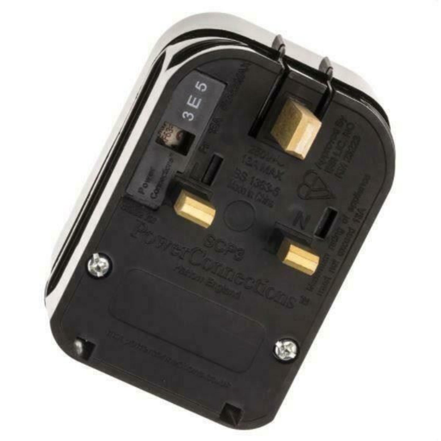 PowerConnect 5A Euro Transformer UK Converter 2 Pin Schuko to UK 3 Pin Plug Screw Lock 3 Pack (Copy)