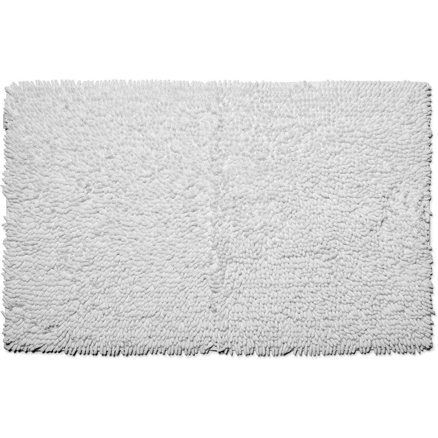 Croydex White Chenille Cushioned Bathroom Rug Slip-Resistant Backing 80x50cm