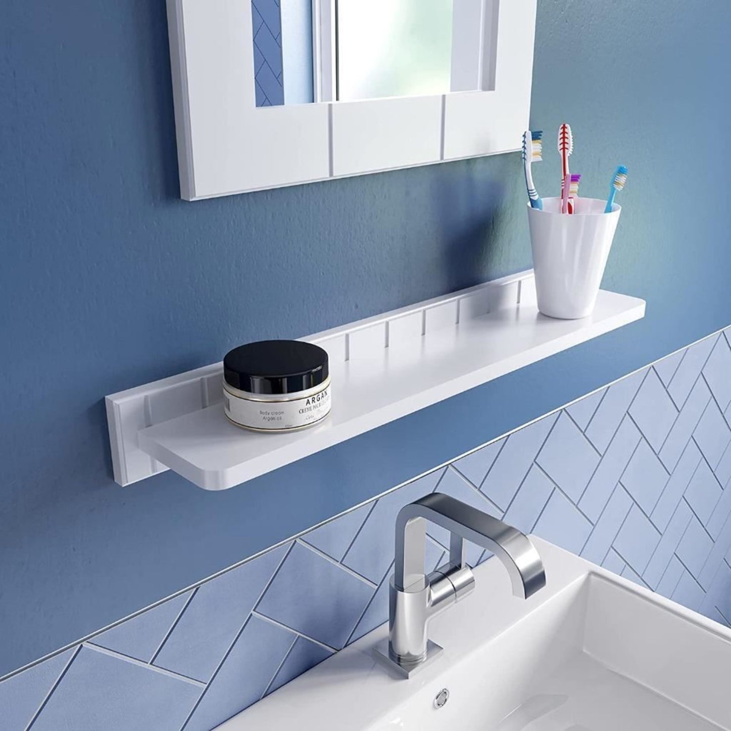 Croydex Portland Adelite Bathroom Shelf White Pine 70mm x 600mm x 110mm