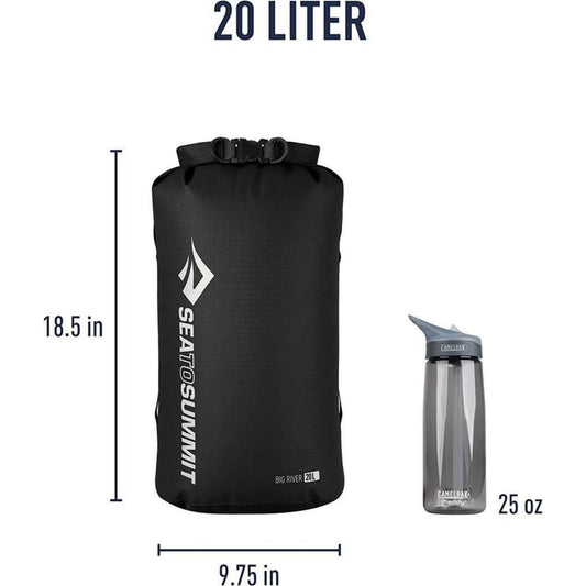 Sea to Summit 20 Litre Big River Dry Bag Durable Roll Top Dry Storage 420D Black