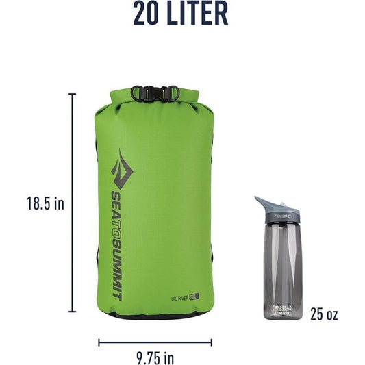 Sea to Summit 20 Litre Big River Dry Bag Durable Roll Top Dry Storage 420D Green