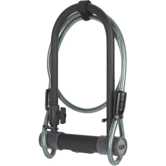 Yale Bike D Lock with Cable 230x115mm High Security 4 Laser Cut Keys Anti Drill