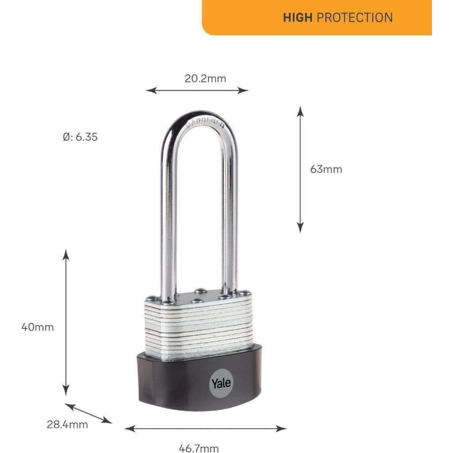 Yale Weatherproof Padlock 40mm Outdoor Lock Hardened Steel Shackle High Security