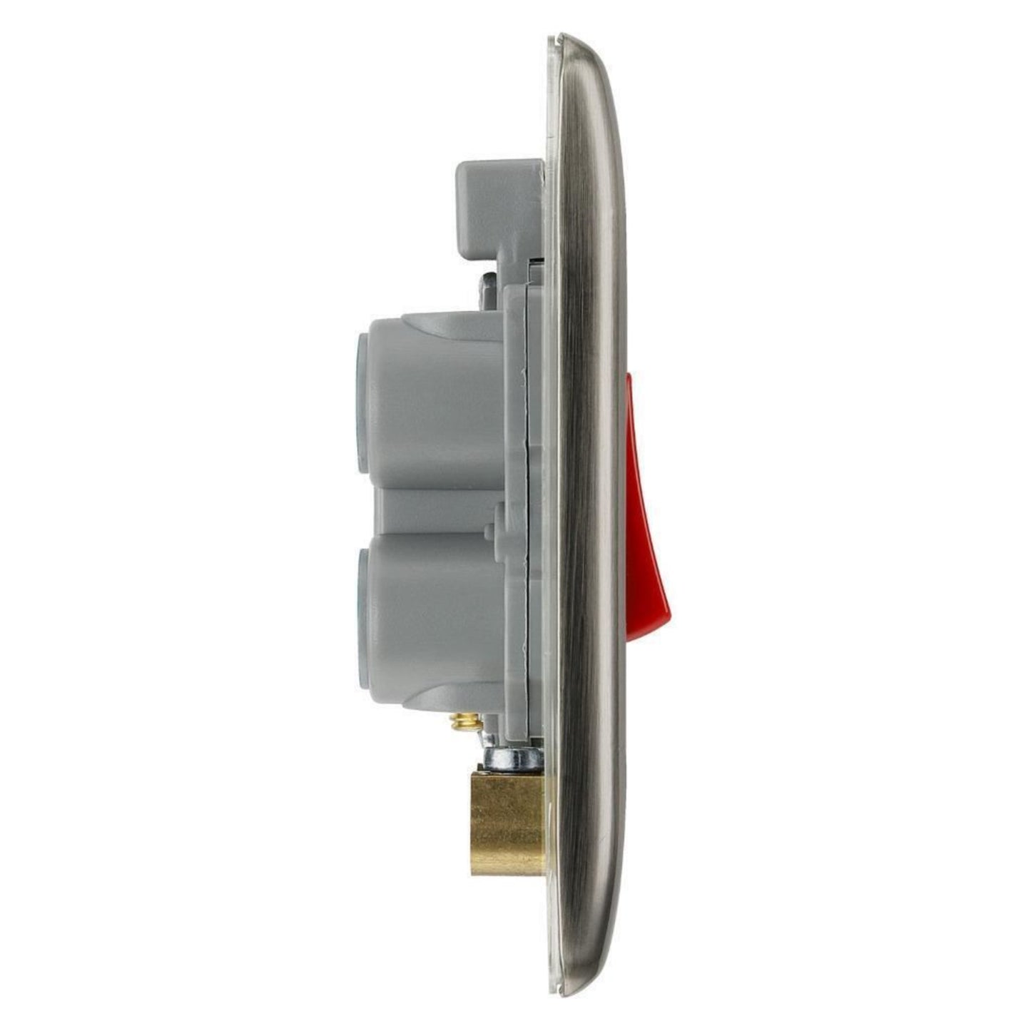 BG Electrical Metal Brushed Iridium 45A Double Pole Cooker Switch with Neon