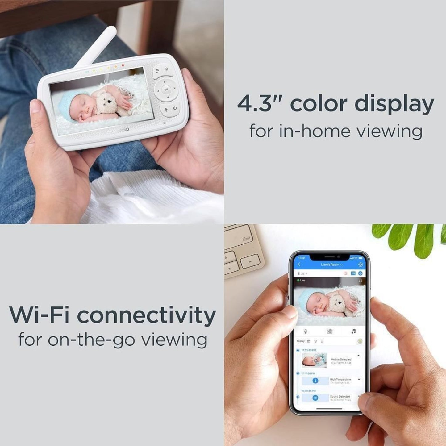 Motorola Baby Monitor With Camera 4.3" Colour Screen Two Way Talk Infrared Wi-Fi