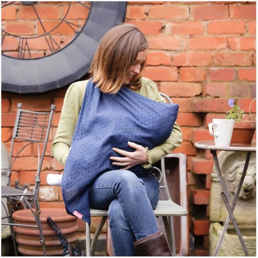 Mamascarf Nursing and Breastfeeding Cover Scarf Lightweight 100% Cotton Navy