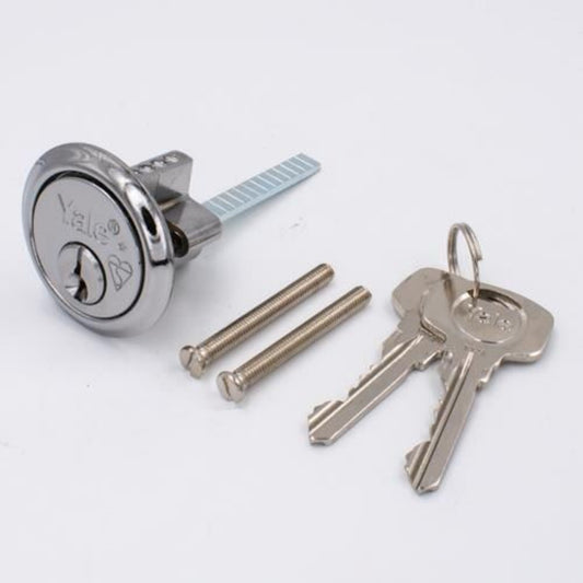 Yale Replacement Rim Cylinder Suitable For 38-57 mm Doors Security 4 Keys Chrome