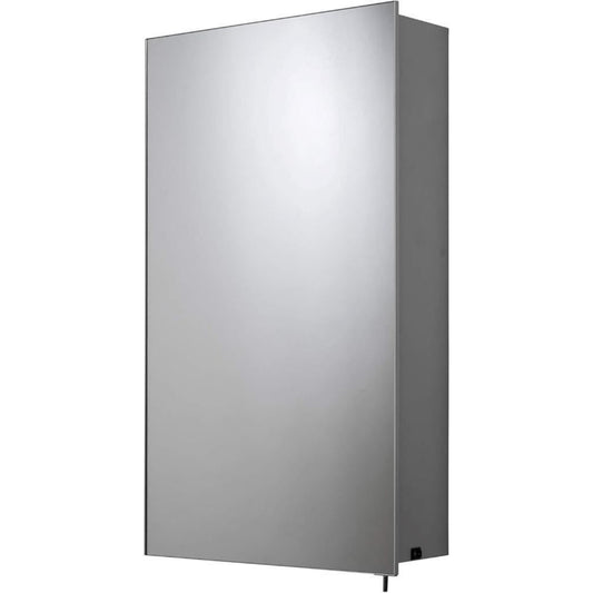 Croydex Maiford Mirrored Door Illuminated Cabinet with Shaver Socket Aluminium