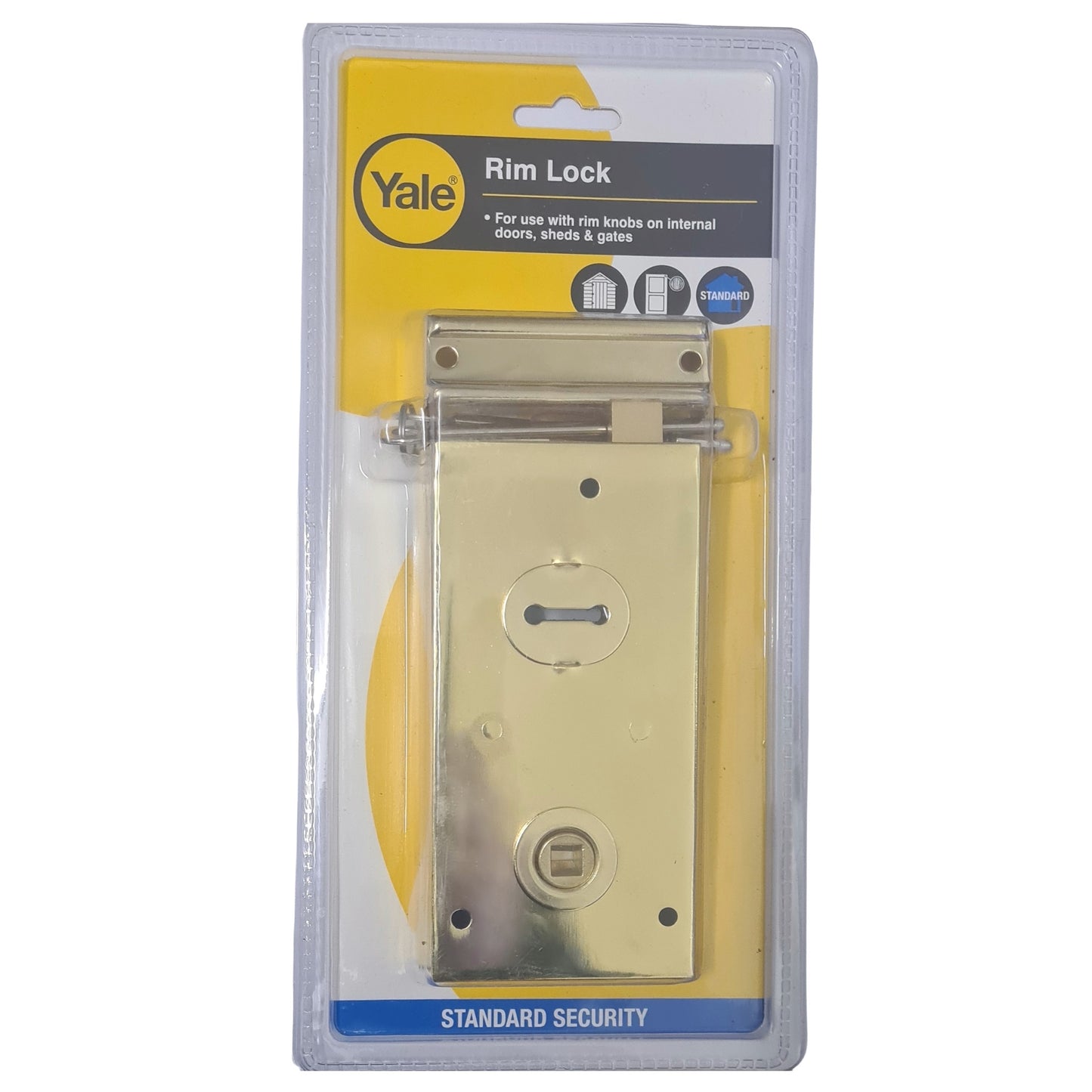 Yale Locks P401 Rim Lock 138 x 76mm Polished Brass Finish x2 keys Included