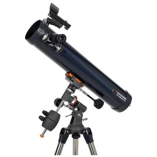 Celestron AstroMaster 76EQ Newtonian Reflector Telescope Two Eyepieces Tripod
