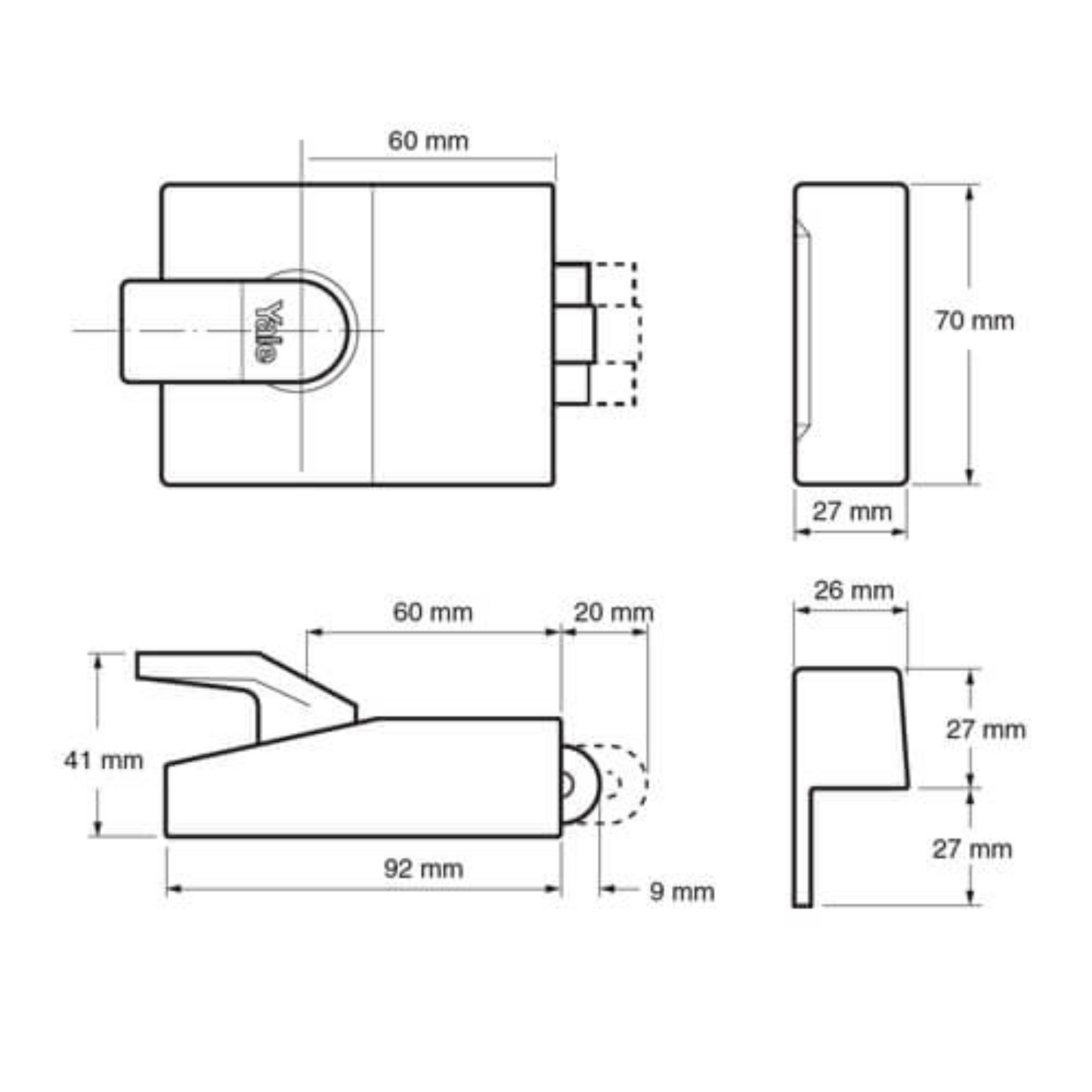 Yale 81 Rollerbolt Nightlatch Push Pull Action Lock Grey Case Chrome Cylinder 92mm