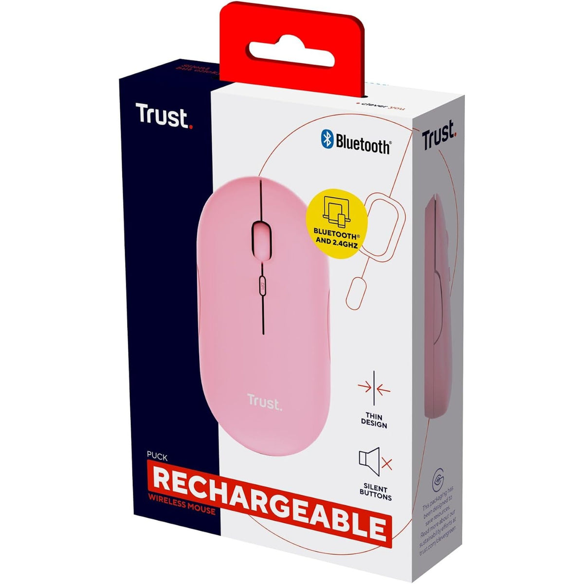 Trust Wireless Bluetooth Mouse or 2.4 GHz with USB Mini-Receiver Rechargeable