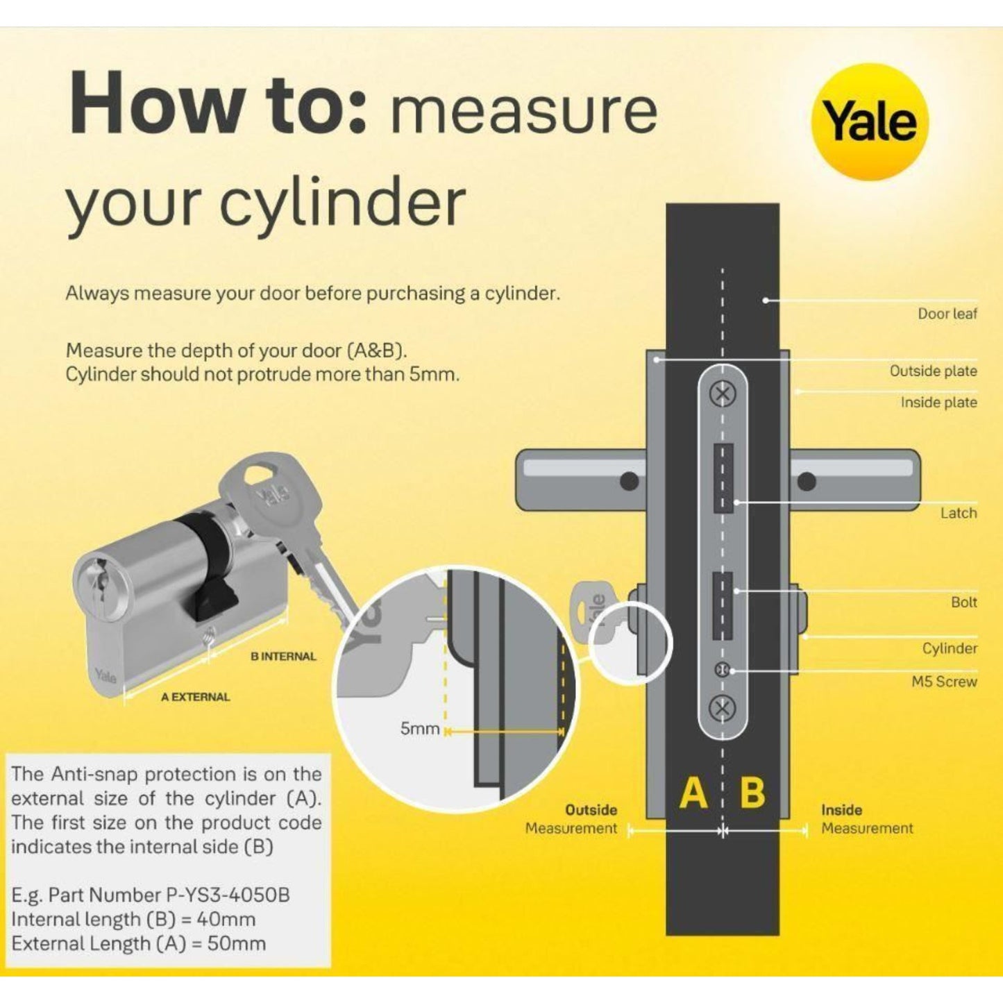 Yale Euro Thumbturn Cylinder lock (80mm) 35:10:35 Brass Finish High Security