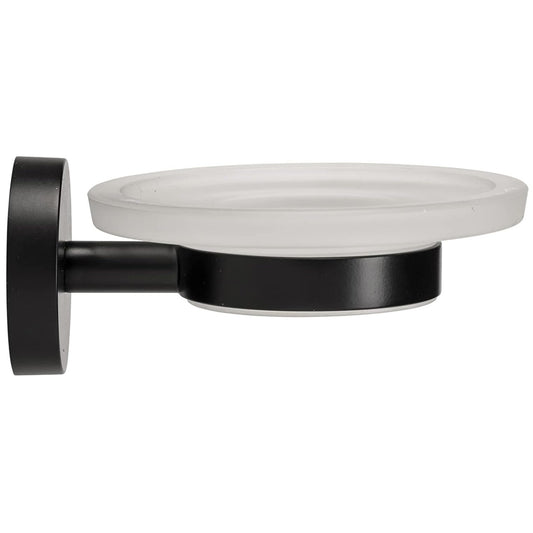 Croydex Soap Dish & Holder Epsom Black Frosted Glass Flexi-Fix 130x107.5x54mm