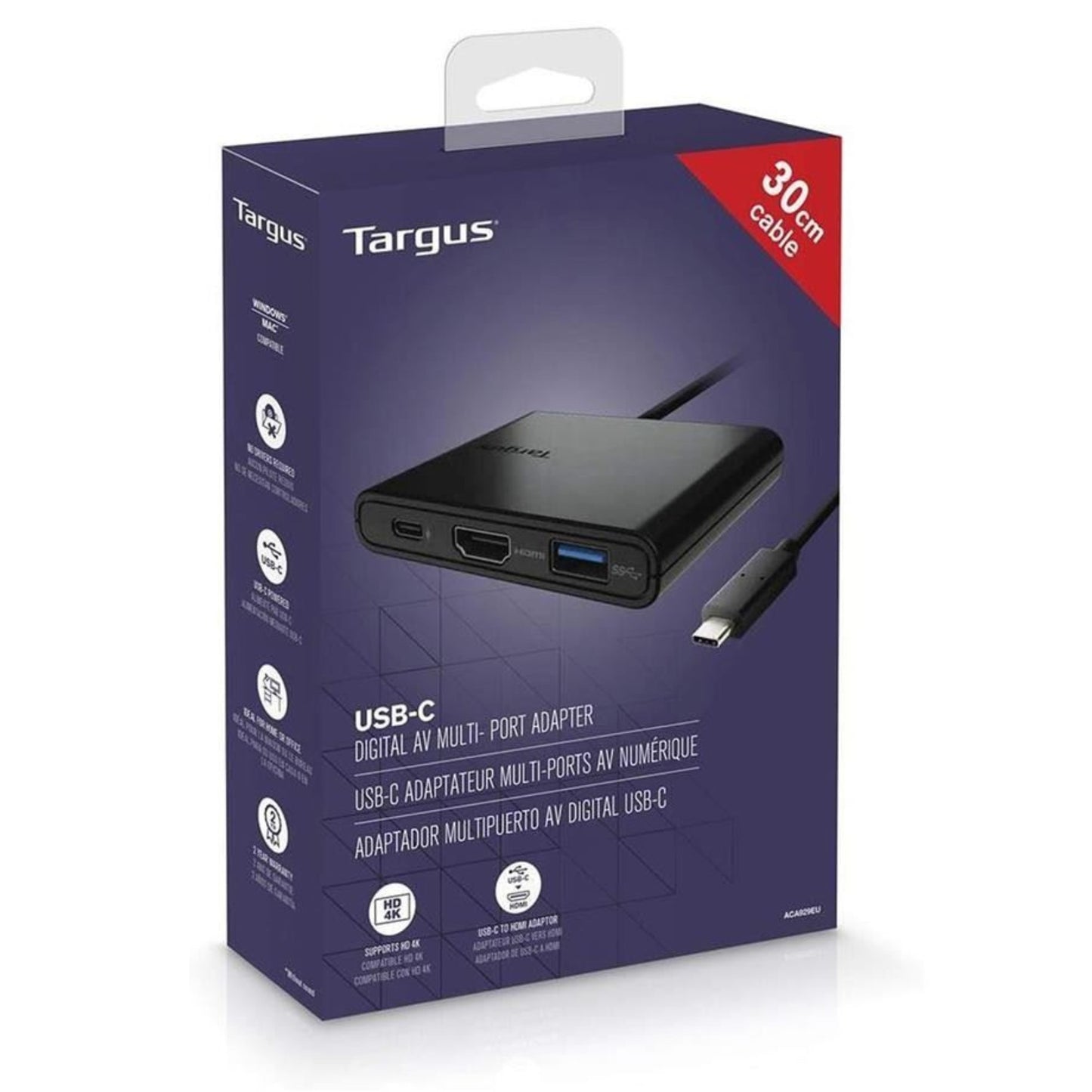 Targus Plugable USB-C Laptop Docking To HDMI/USB-C/USB-A Adapter with Power Delivery for USB-C devices