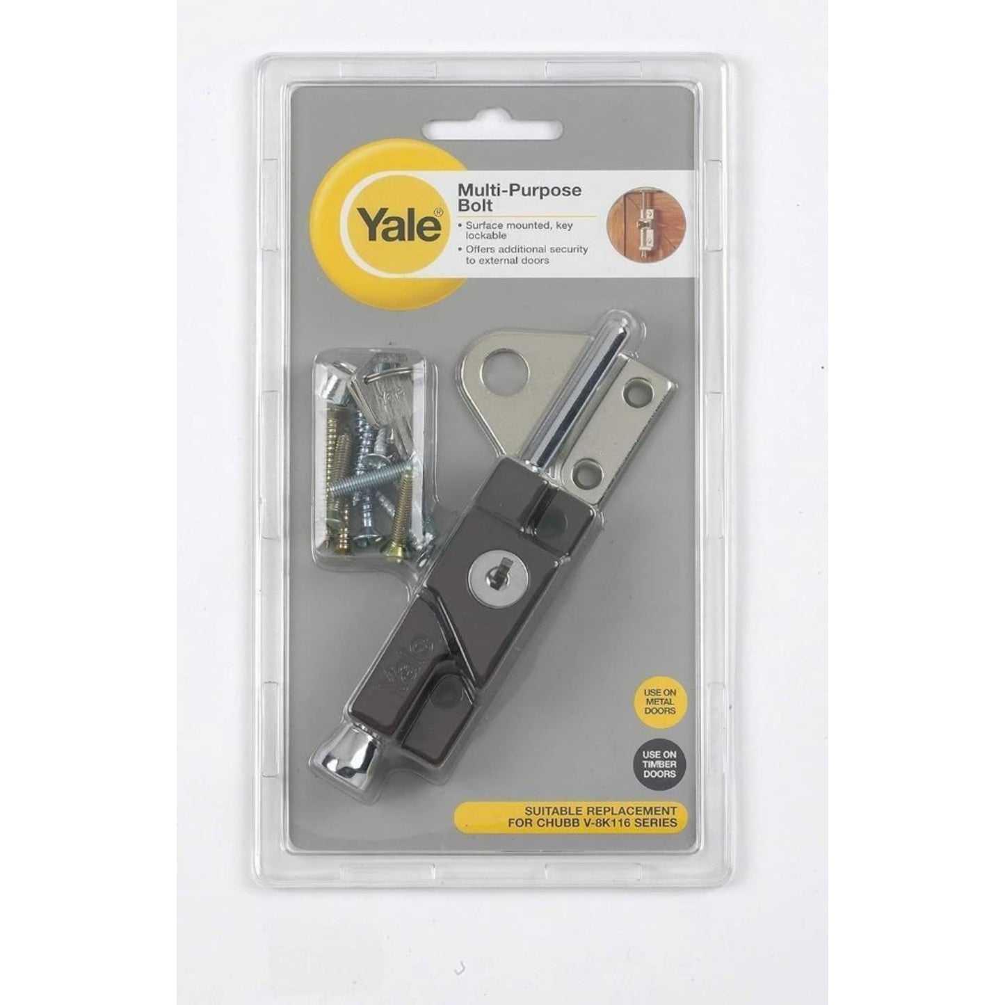 Yale Multi Purpose Door Bolt Brown Enamel Finish for Aluminium and Wooden Doors