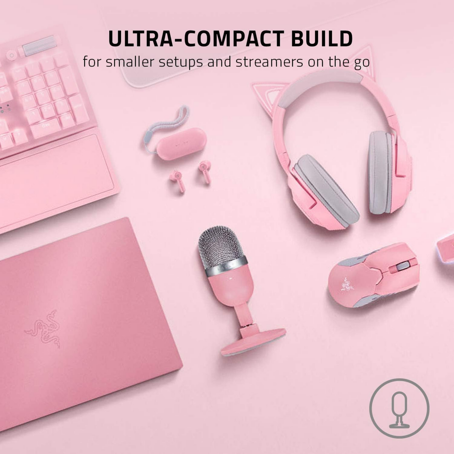 Razer Seiren Mini USB Condenser Microphone: for Streaming and Gaming on PC Pink