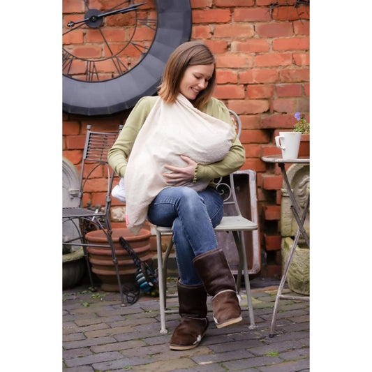 Mamascarf Nursing and Breastfeeding Cover Scarf Lightweight 100% Cotton Cream