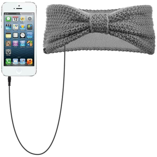 Kitsound Knitted Bow Audio Headband With Built In Headphnes Speaker