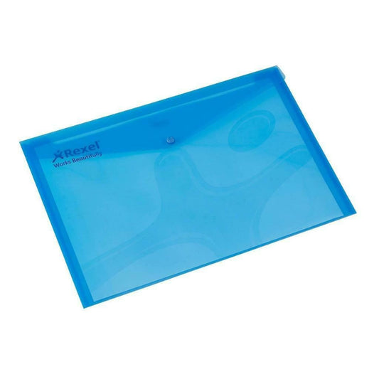 Rexel A3 Document Wallets File Folder Polypropylene Translucent Blue - Pack of 5