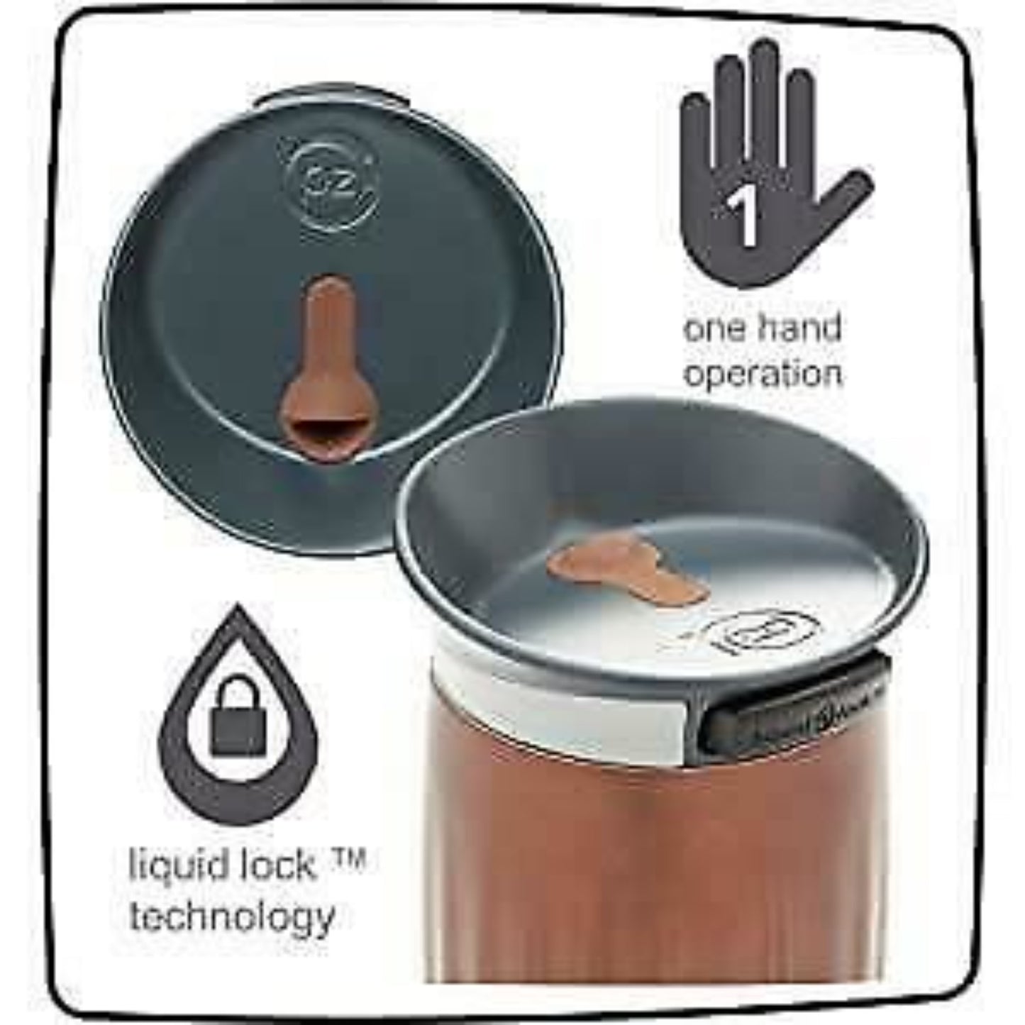 Zak Designs Thermal Travel Mug Flask Stainless Steel Double Wall, Button Lid, 350ml / 12 oz