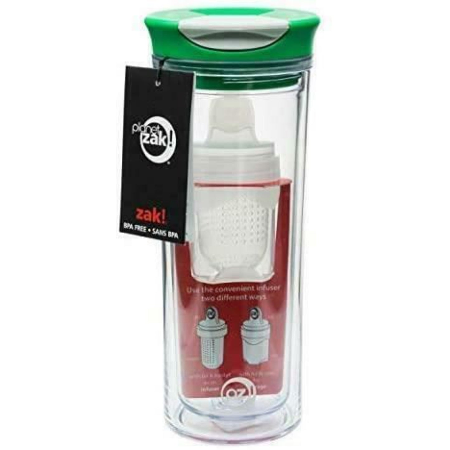 Zak Designs Thermal Travel Mug Flask Tea Fruit Infuser Double Wall Insulation 487ml / 16 oz