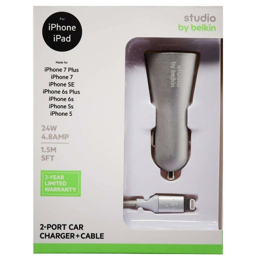 Belkin 2 Port Car Charger 1.5 Metre Charge Sync Apple MFi Certified Lightning