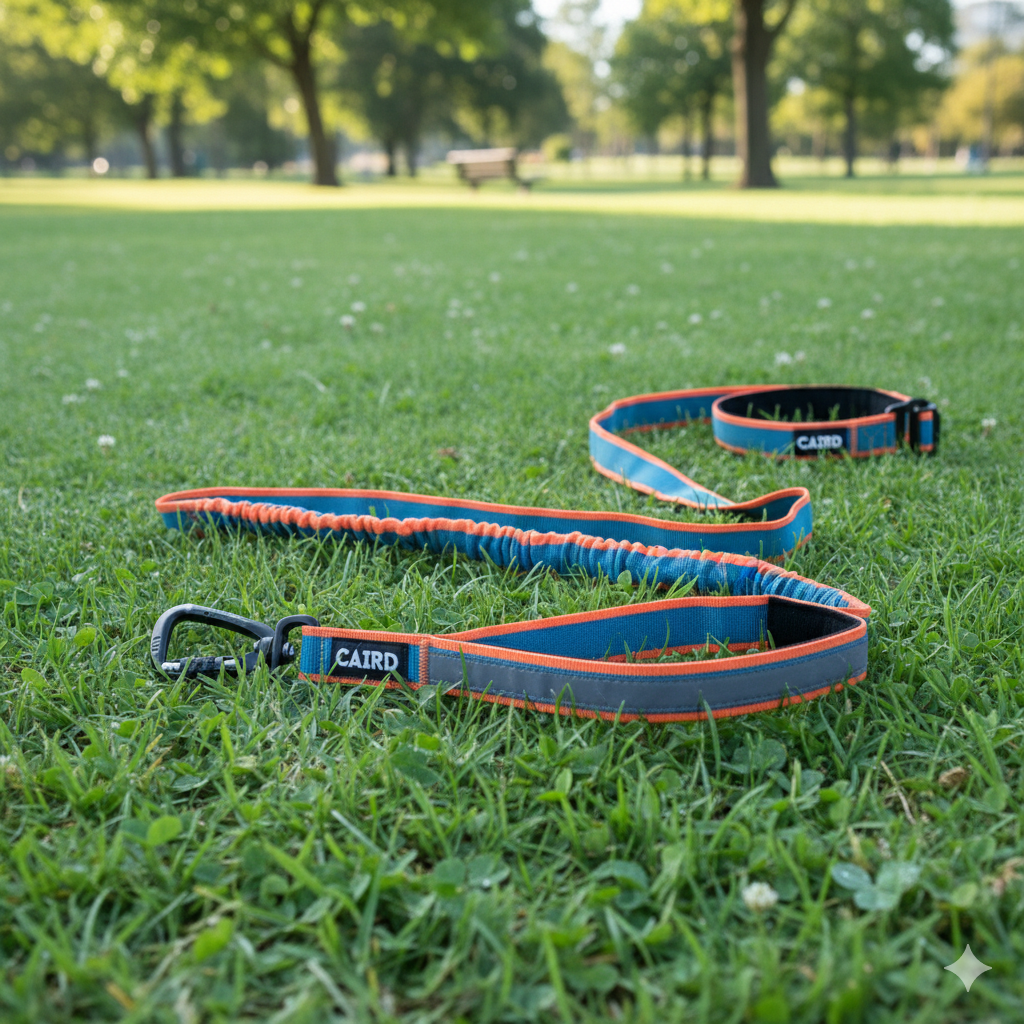 CAIRD Bungee Hands Free Dog Lead Adjustable Waist Belt Aluminium Locking Carabiner