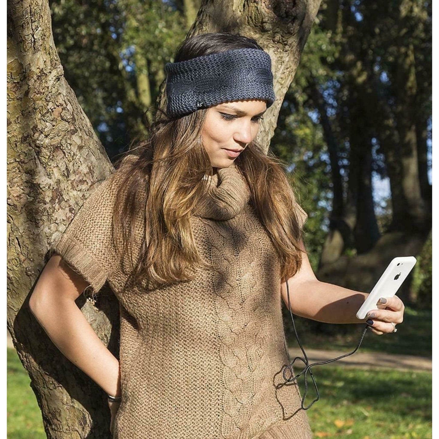 Kitsound Cable Knit Audio Headband with Built-In Headphones Speakers