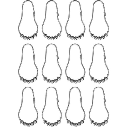 Croydex Set of 12 Shower Curtain Hook Rings Roller Balls Chrome Rust Free