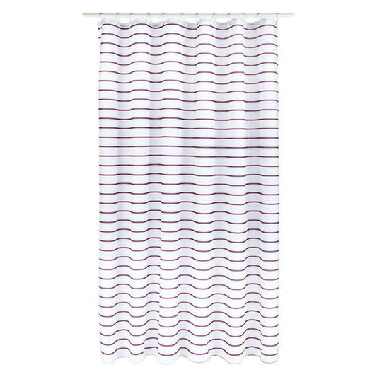 Croydex Plum Pinstripe Textile Shower Curtain with Hygiene 'N' Clean