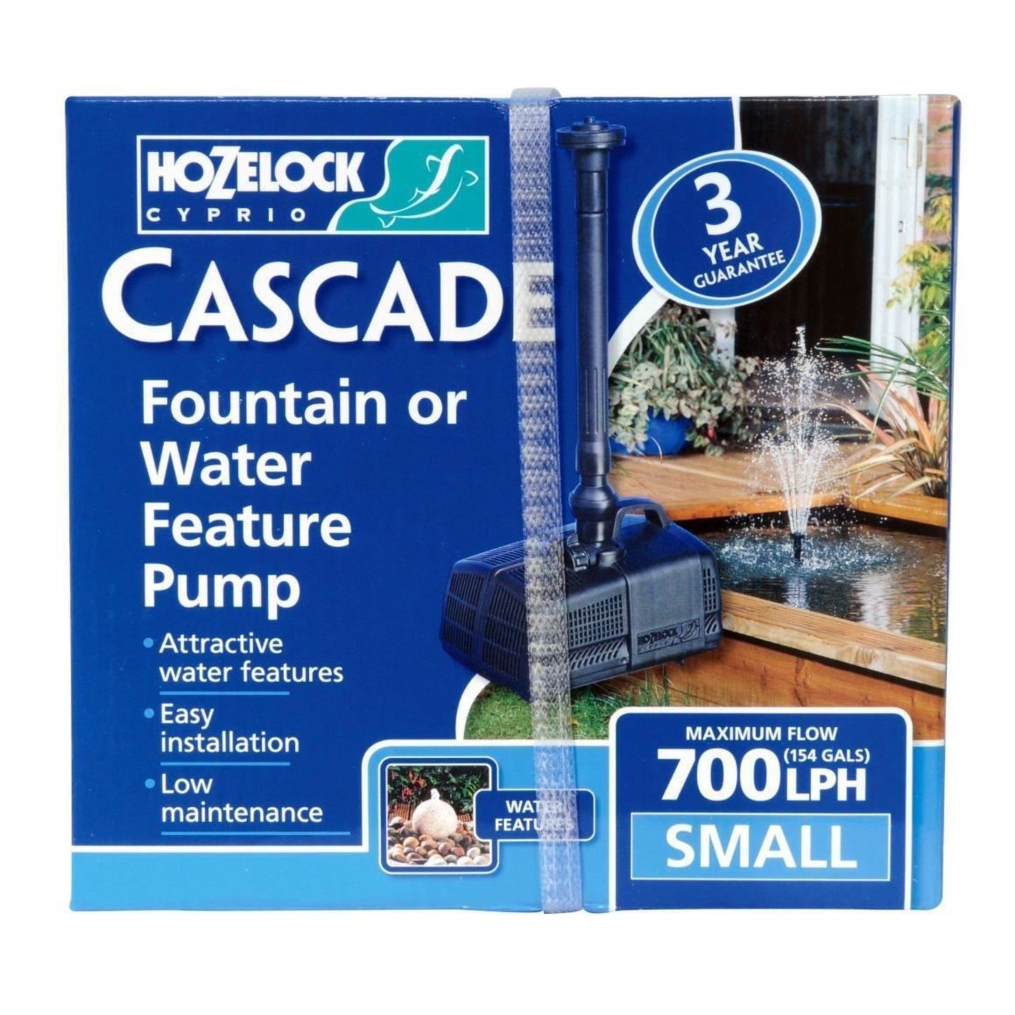 Hozelock 700LPH Cascade Fountain Waterfall and Fountain Pump for Small Pond 3352