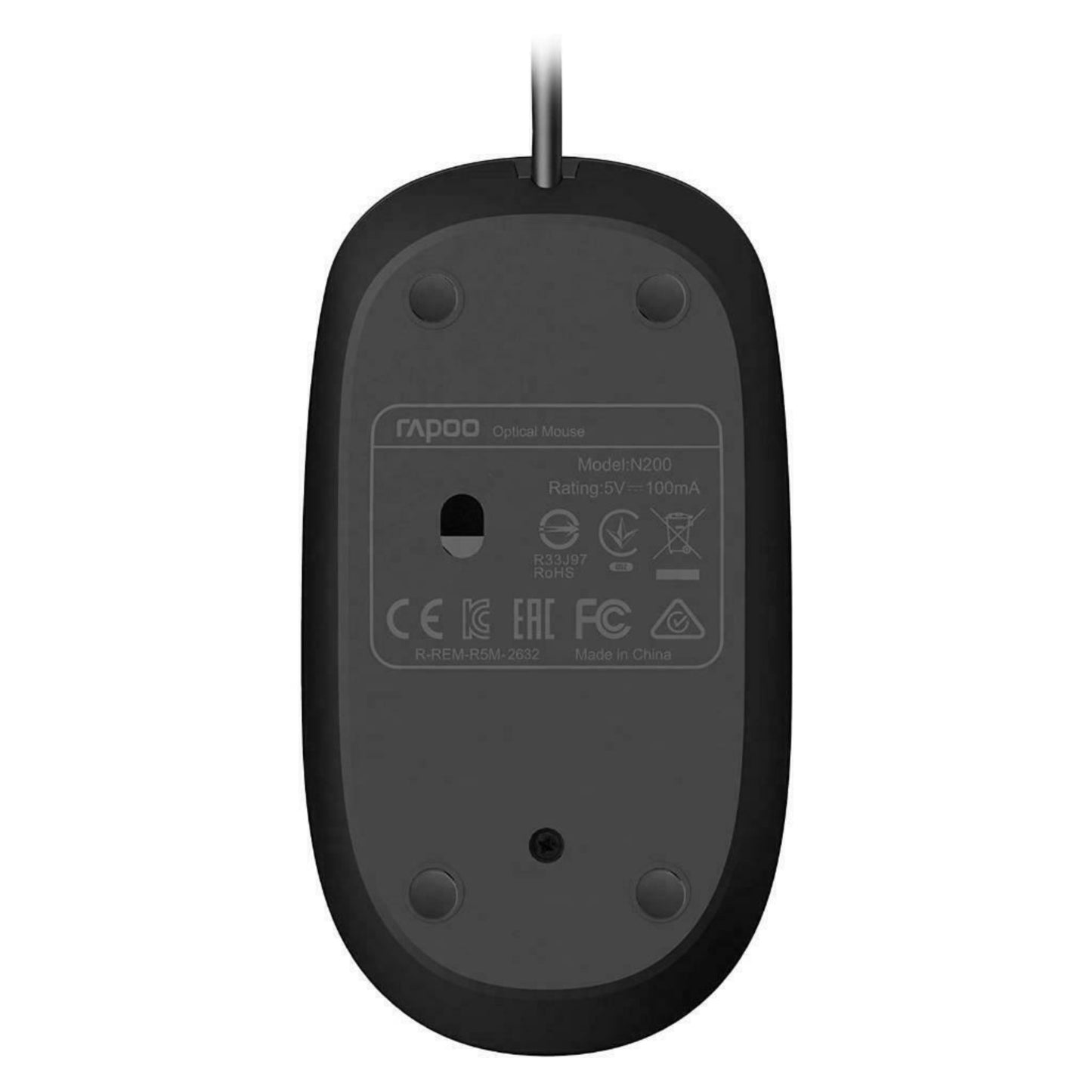 Rapoo N200 Wired USB Optical Mouse Black -1600DPI