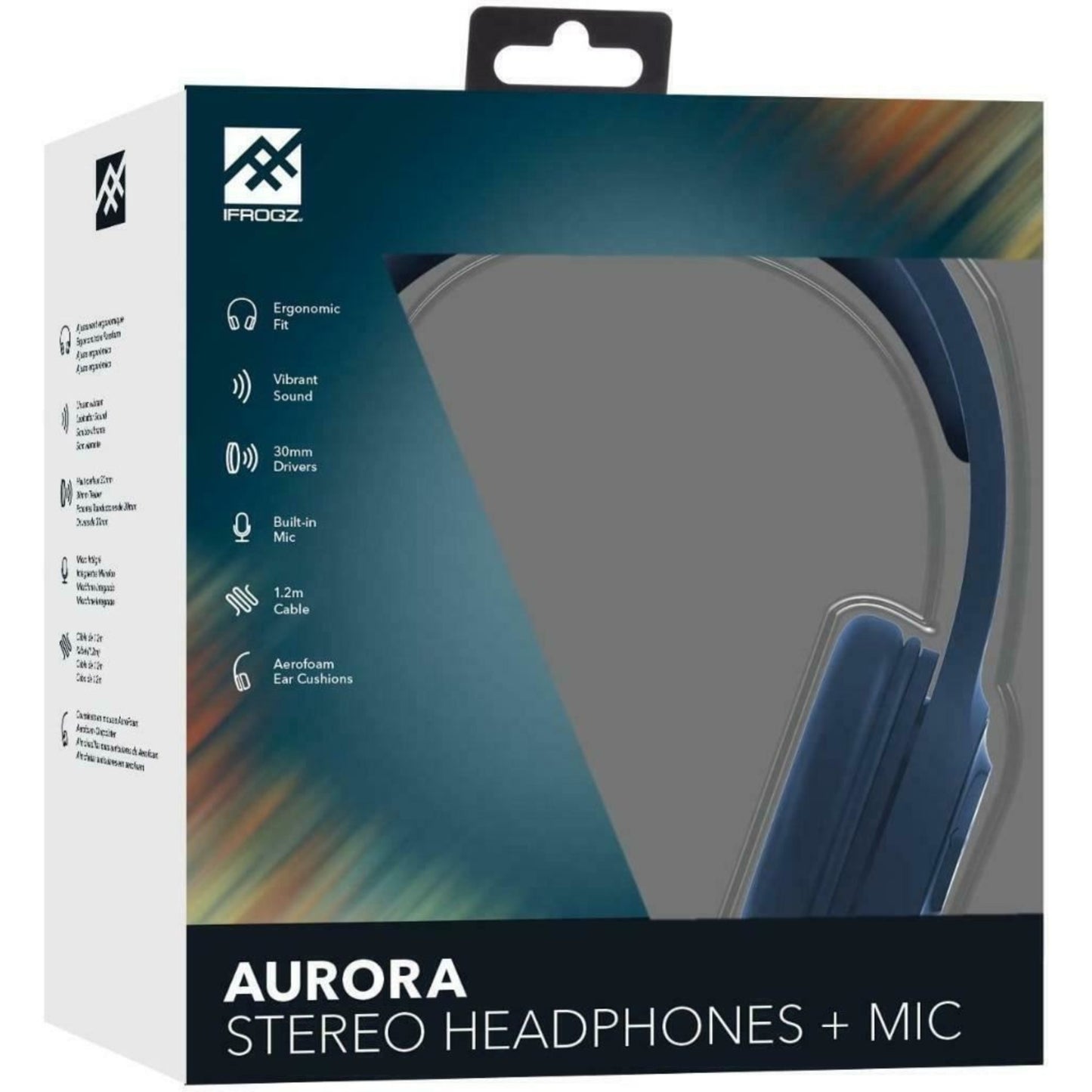 iFrogz Headphones with Mic Noise Isolating Aurora Wired Blue