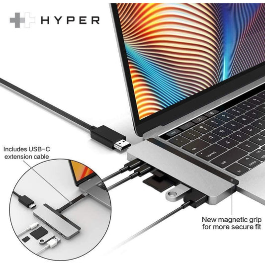 HyperDrive DUO USB-C 7-in-2 Hub Designed for MacBook Pro - Grey - HD28C-GRAY