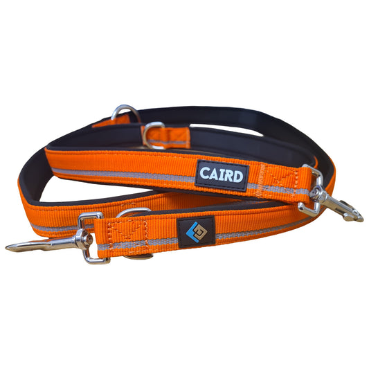 CAIRD Double Ended Dog Training Lead 2m Adjustable Multi-Point Control Reflective (Orange)