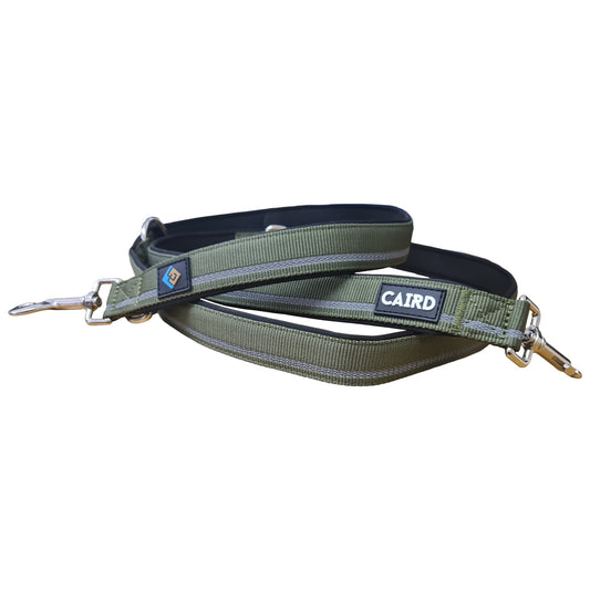 CAIRD Double Ended Dog Training Lead 2m Adjustable Multi-Point Control Reflective (Green)