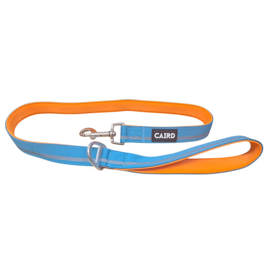 CAIRD Dog Lead 1m Reflective Neoprene Padded Handle Aluminium Connection Point (Blue & Orange)