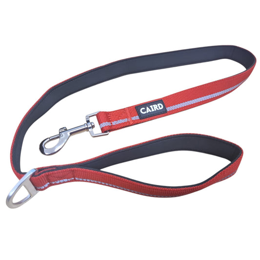 CAIRD Dog Lead 1m Reflective Neoprene Padded Handle Aluminium Connection Point (Red)