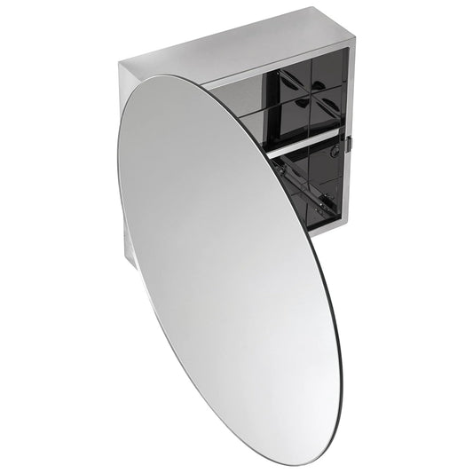 Croydex Round Bathroom Mirror Cabinet Stainless Steel Fully Assembled Cabinet