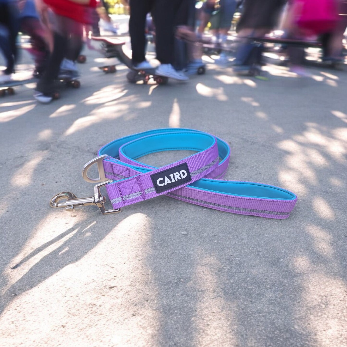 CAIRD Dog Lead 1m Reflective Neoprene Padded Handle Aluminium Connection Point (Purple & Aqua)
