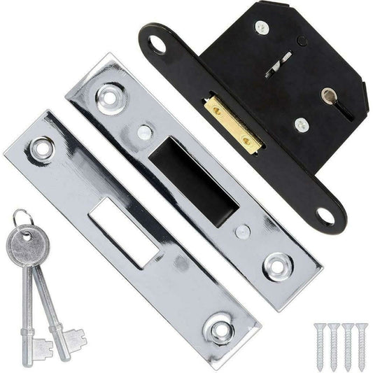 Yale Essentials 5 Lever Mortice Deadlock 2.5 Inch 64 mm Backset Chrome Finish