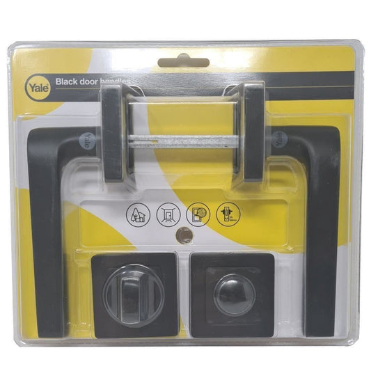 Yale Black Door Handle Bathroom Door Handles Lock/Unlock Thumbturn Metal Siena