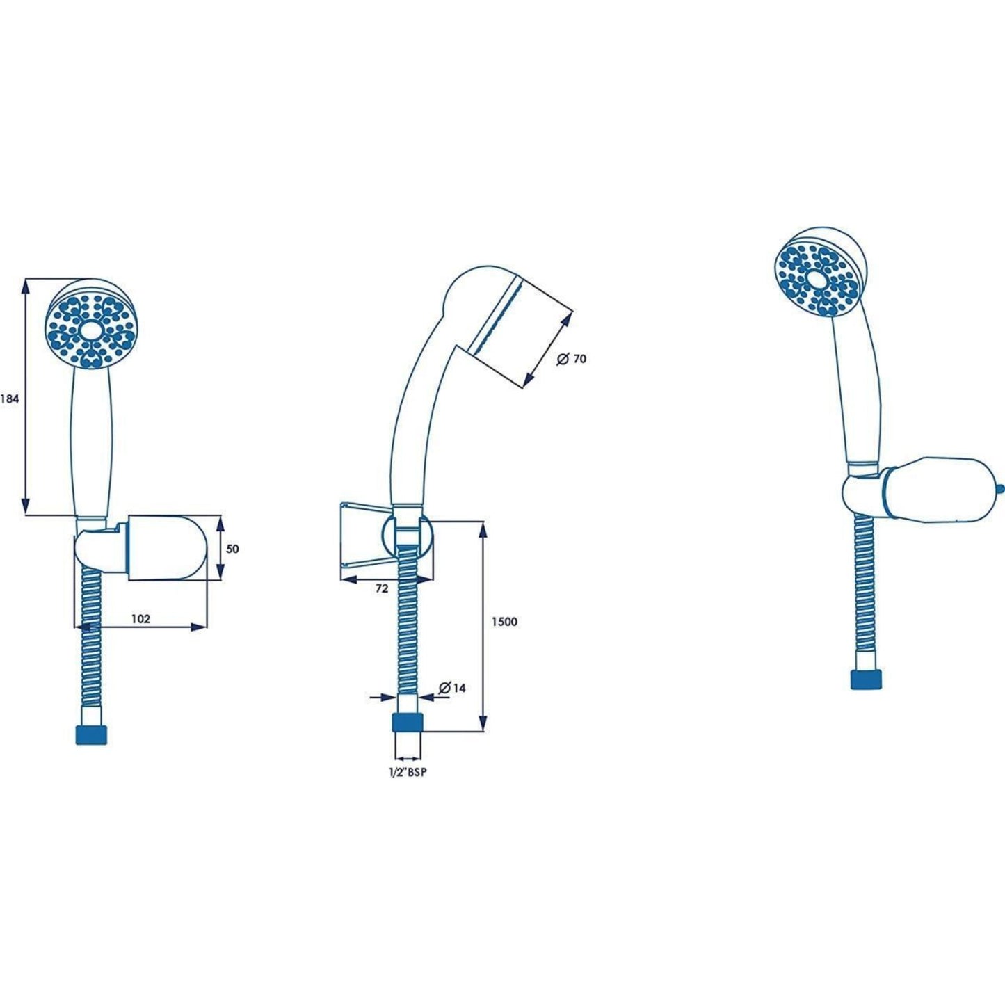 Croydex 1 Function Bath and Shower Set Handset with Wall Bracket and Hose