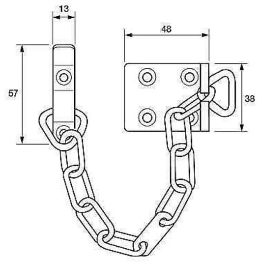 Yale V-WS6-SC TS003 Door Chain 13.5 cm 5.25" chain length Satin Chrome Finish