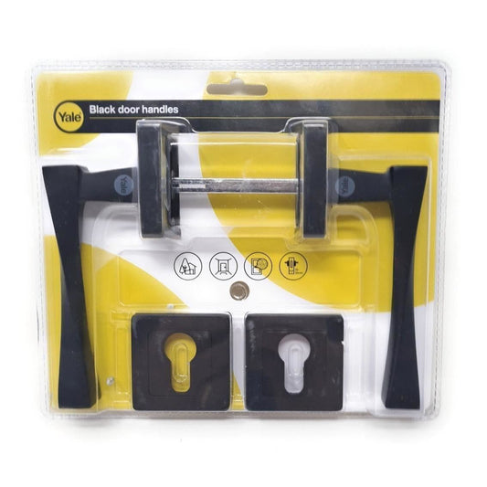 Yale Black Door Handle WC Bathroom Door Handles with Keyhole Covers Metal Verona