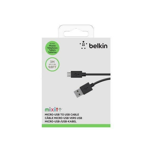 Belkin MixIt Colour Range 3m Micro USB Charge and Sync Cable - Black