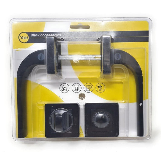 Yale Black Door Handle Bathroom Door Handles Lock/Unlock Thumbturn Metal Bologna