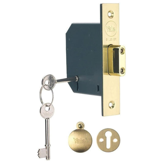 Yale 5 Lever Mortice Deadlock High Security Polished Brass 3 Inch 76 mm