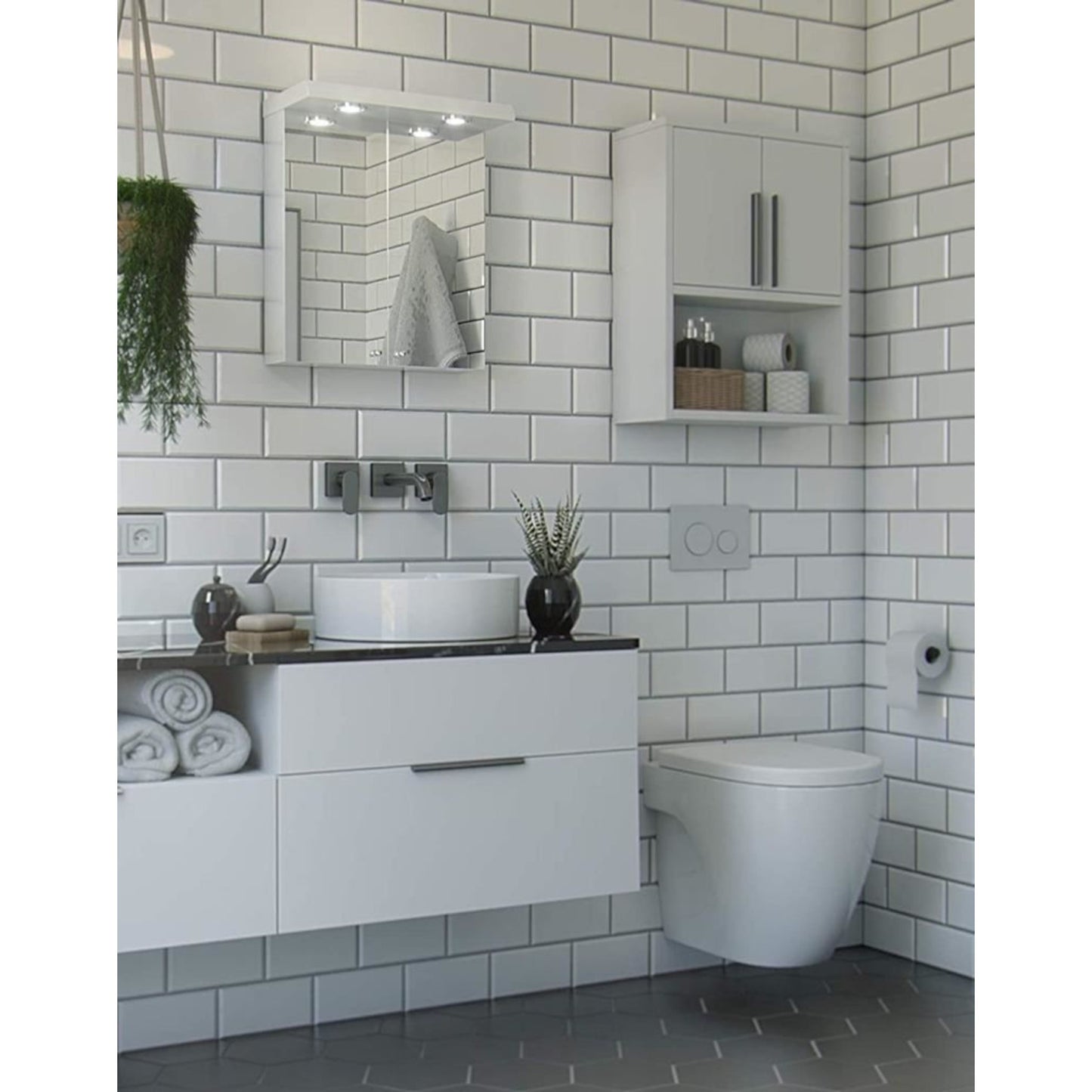 Croydex Shire 2 Door Mirror Cabinet with Light and Shaver Socket White WC26722
